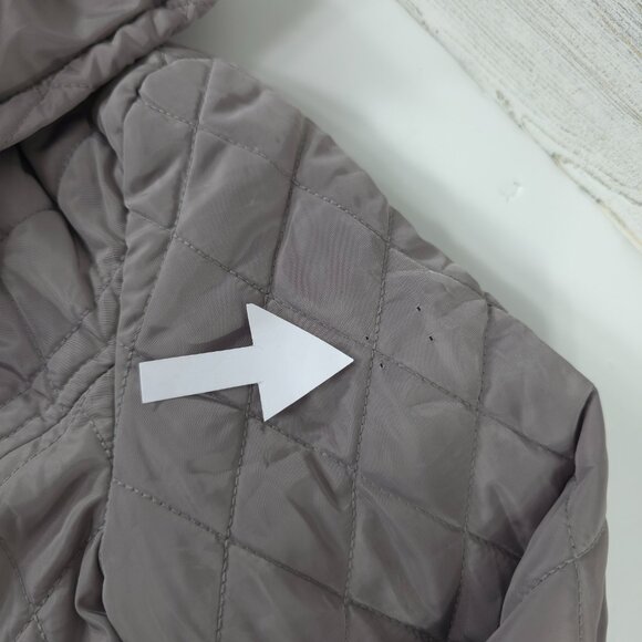 MICHAEL KORS GRAY QUILTED JACKET WOMEN'S SIZE PETITES MEDIUM HOODED ZIP POCKETS - Picture 5 of 16